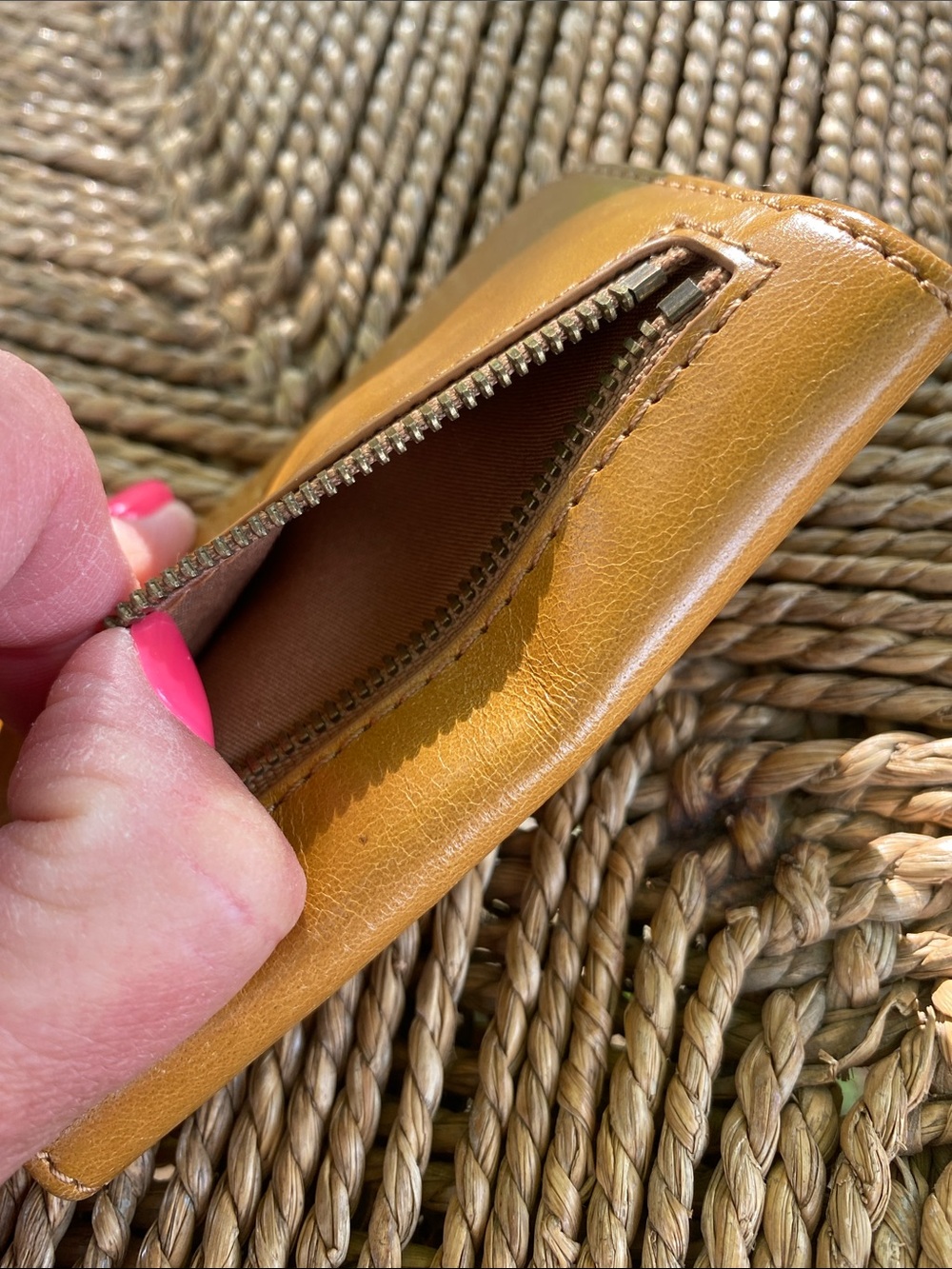 Tan Leather Card Holder with Small Logo Accent - HOBO - Picture 6 of 6